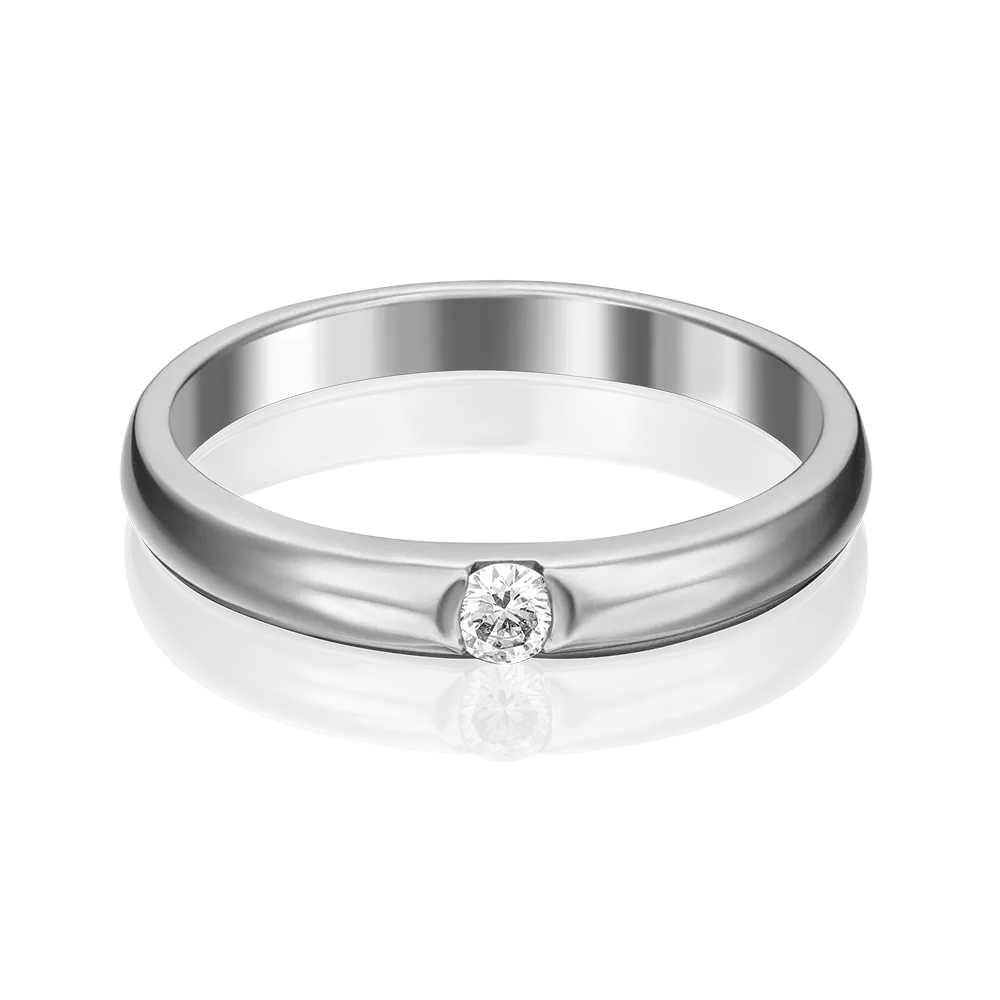 Обручальное кольцо из белого золота с бриллиантом 01-0814-00-101-1120-30
