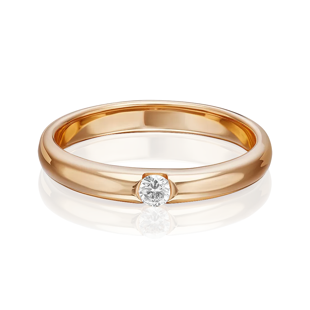 Обручальное кольцо из красного золота с бриллиантом 01-0815-00-101-1110-30