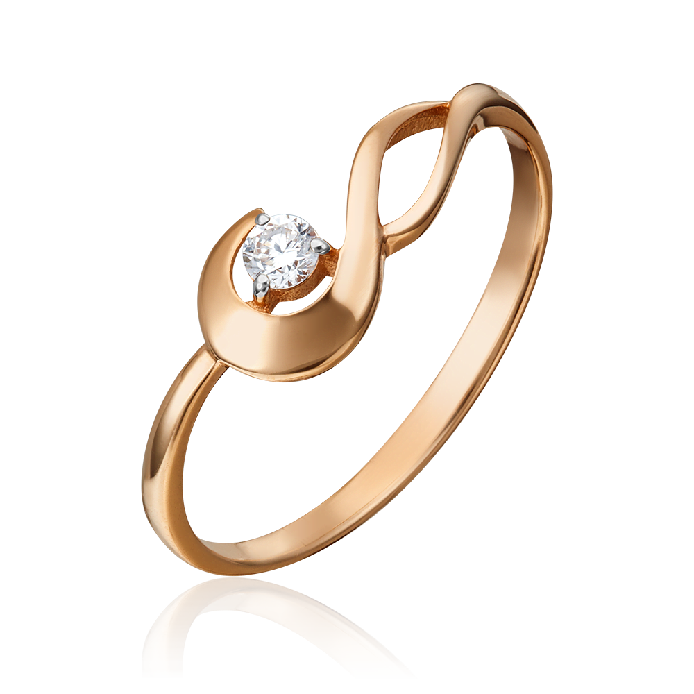 Кольцо из красного золота с бриллиантом 01-0817-00-101-1110-30