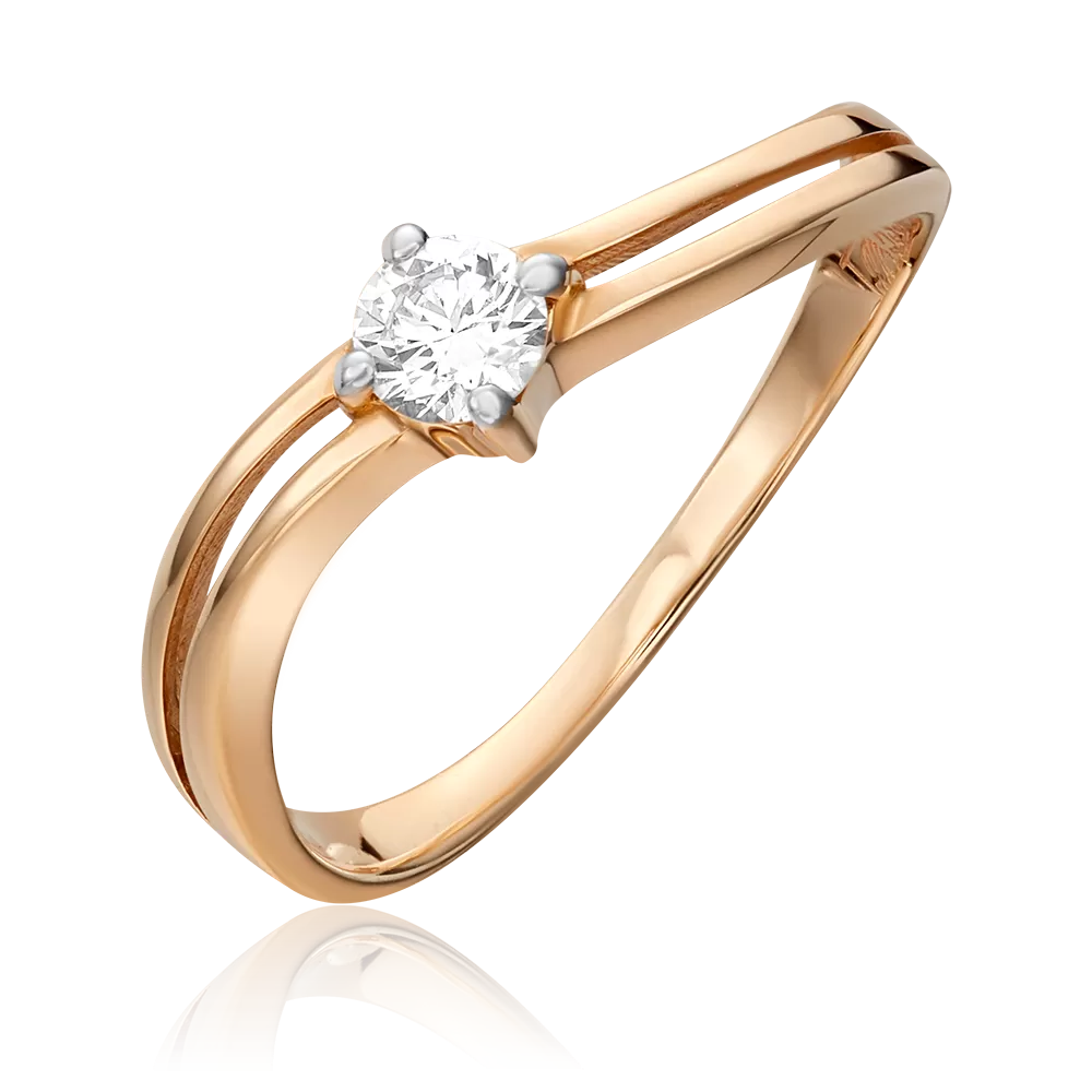 Кольцо из красного золота с бриллиантом 01-0823-00-101-1110-30