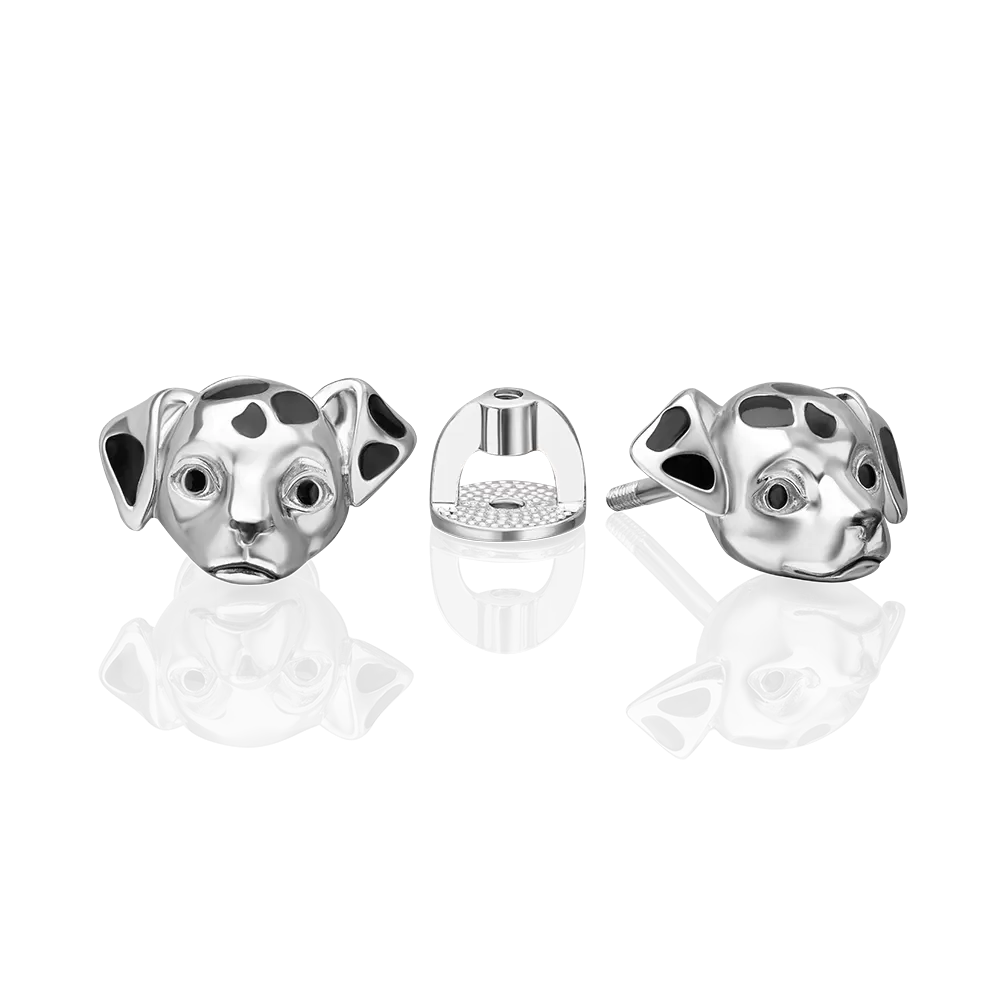 Серьги-пусеты «Далматинцы» из серебра с эмалью 02-5159-00-000-0200