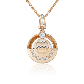 Подвеска «Знак зодиака Водолей» из комбинированного золота с фианитами 03-3463-08-401-1111