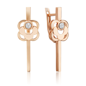 Серьги с английским замком из комбинированного золота с бриллиантами 02-5028-00-101-1111