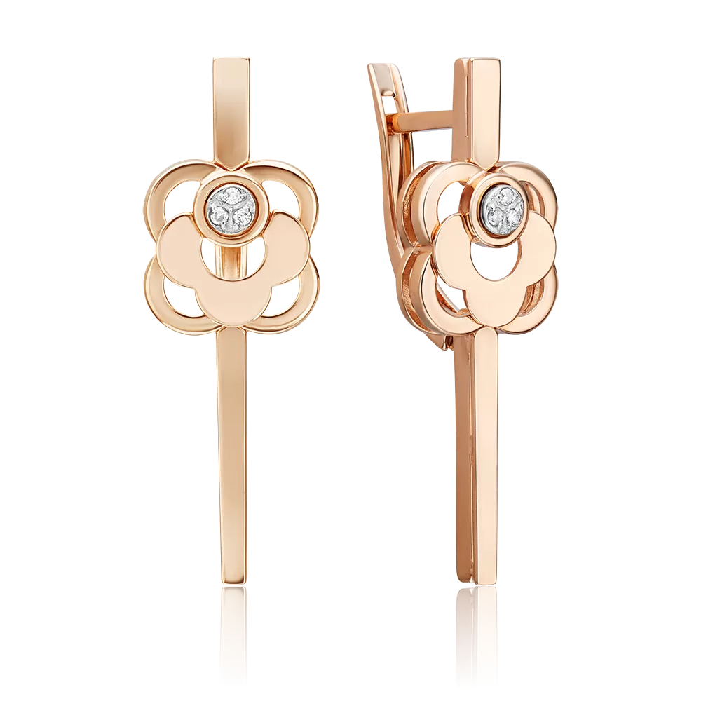 Серьги с английским замком из комбинированного золота с бриллиантами 02-5028-00-101-1111