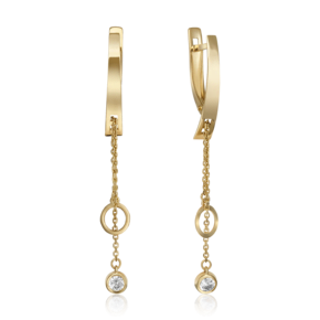 Серьги с английским замком из лимонного золота с фианитом 02-4363-00-401-1130-65