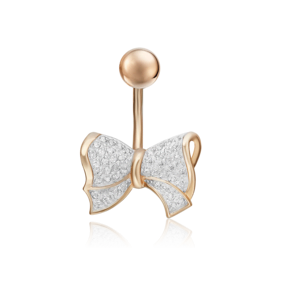 Пирсинг в пупок «Бант» из красного золота с фианитами 06-1335-00-401-1110-32