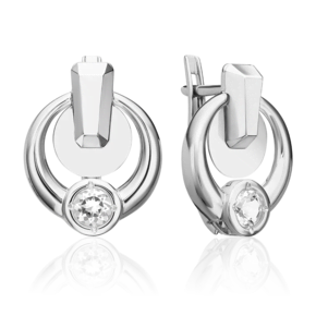 Серьги с английским замком из белого золота с натуральным топазом white