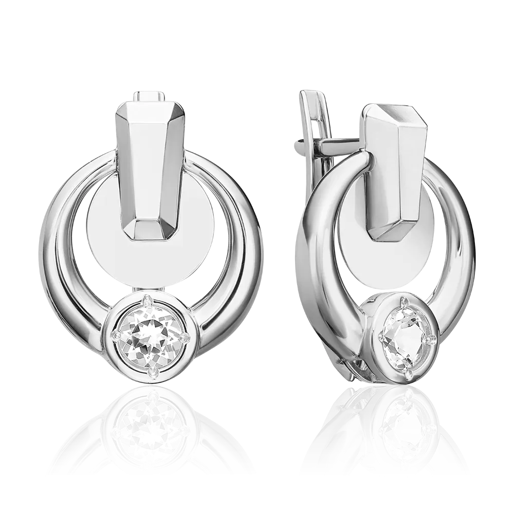 Серьги с английским замком из белого золота с натуральным топазом white 02-5038-00-201-1120