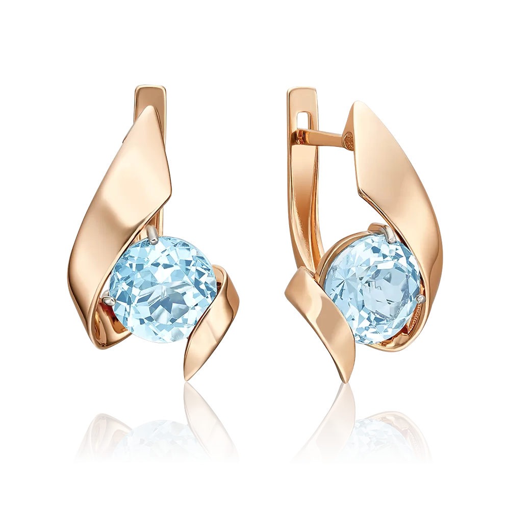 Серьги с английским замком из красного золота с топазом 02-4601-00-201-1110-46