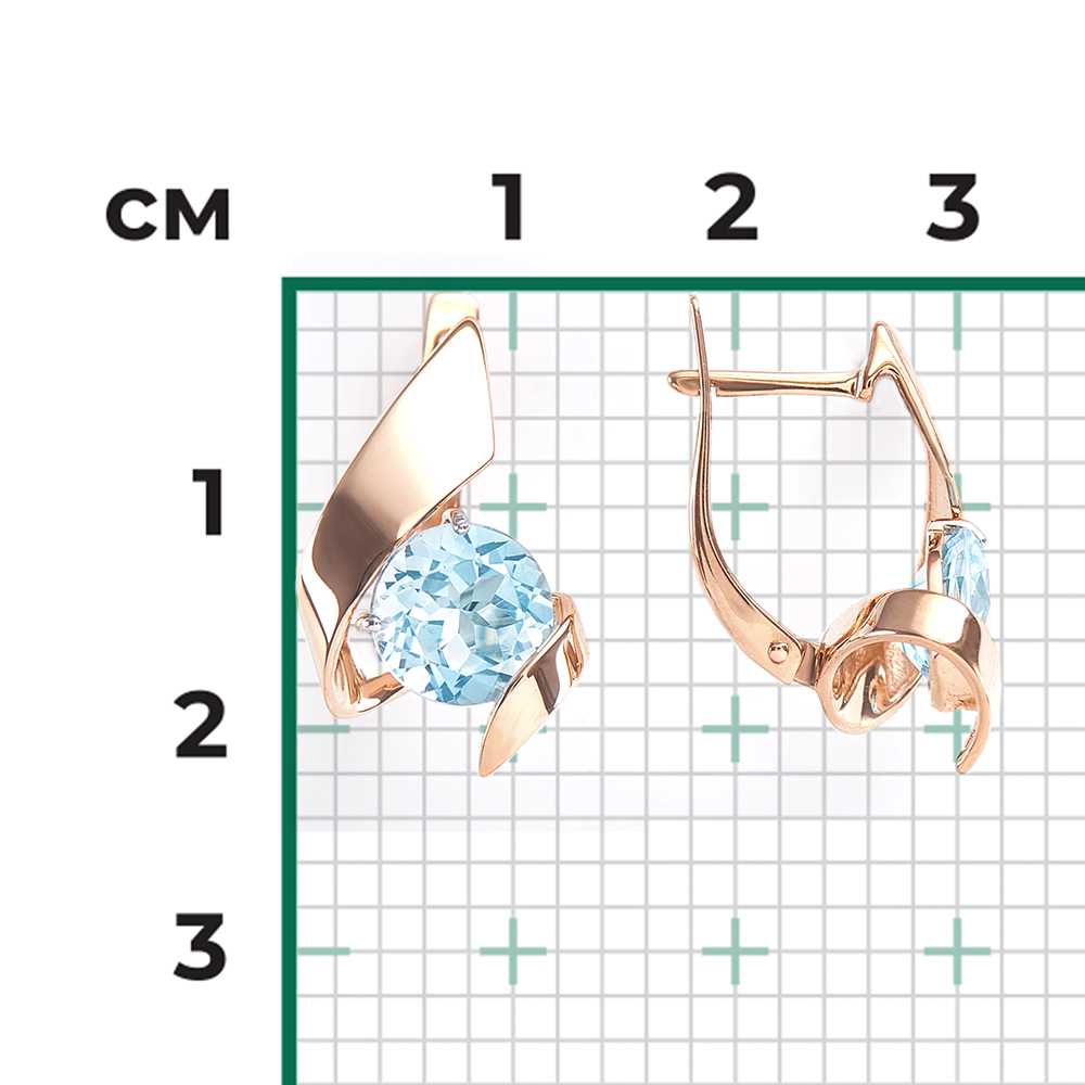 Серьги с английским замком из красного золота с топазом 02-4601-00-201-1110-46