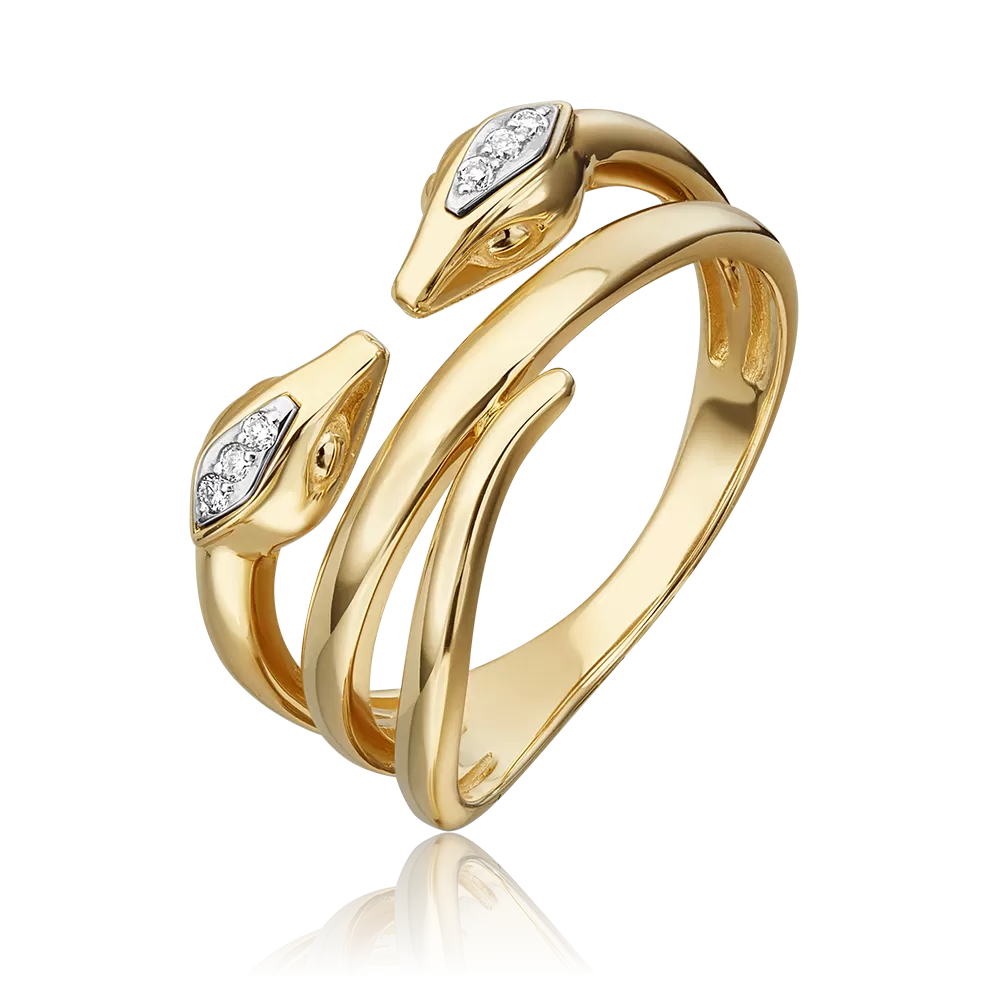 Кольцо «Змеи. Безграничность возможностей» из комбинированного золота с бриллиантами 01-5499-00-101-1121