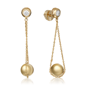 Серьги-пусеты из лимонного золота с фианитом 02-4372-00-401-1130-03