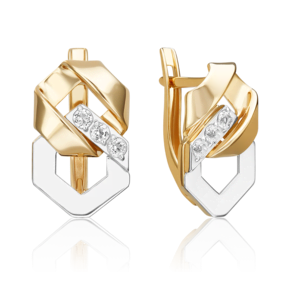 Серьги с английским замком из комбинированного золота с натуральными топазами white 02-5032-00-201-1121