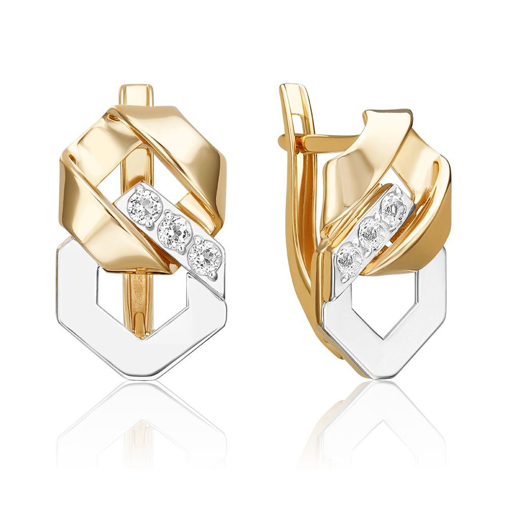 Серьги с английским замком из комбинированного золота с натуральными топазами white 02-5032-00-201-1121