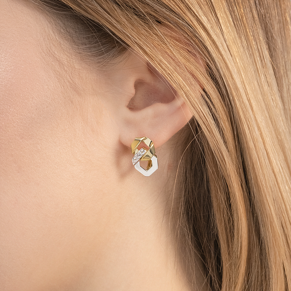 Серьги с английским замком из комбинированного золота с натуральными топазами white 02-5032-00-201-1121