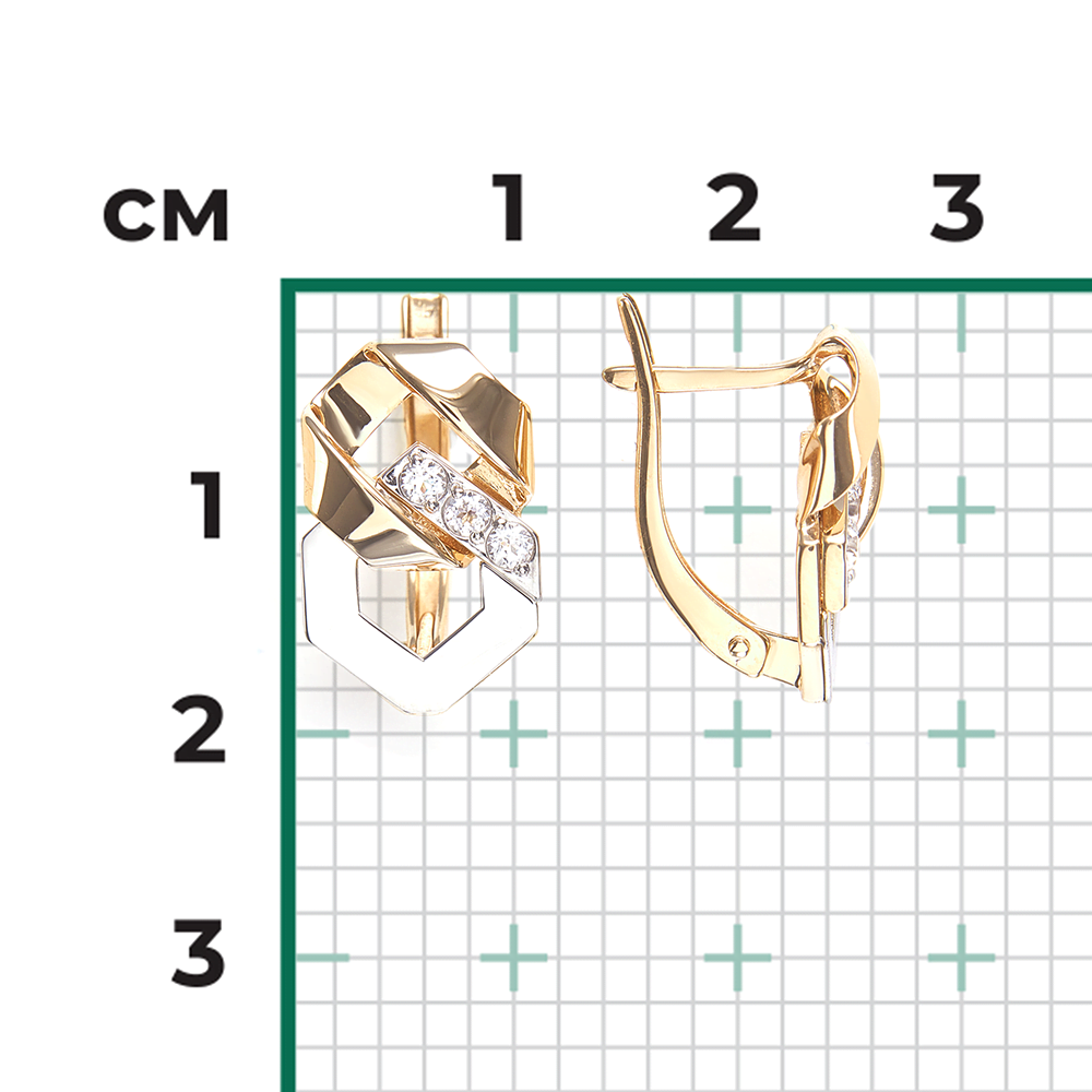 Серьги с английским замком из комбинированного золота с натуральными топазами white 02-5032-00-201-1121