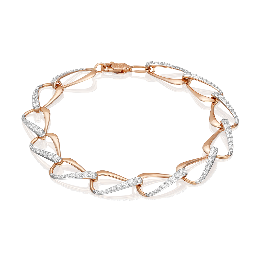 Браслет из красного золота с фианитами 05-0387-00-401-1110-24