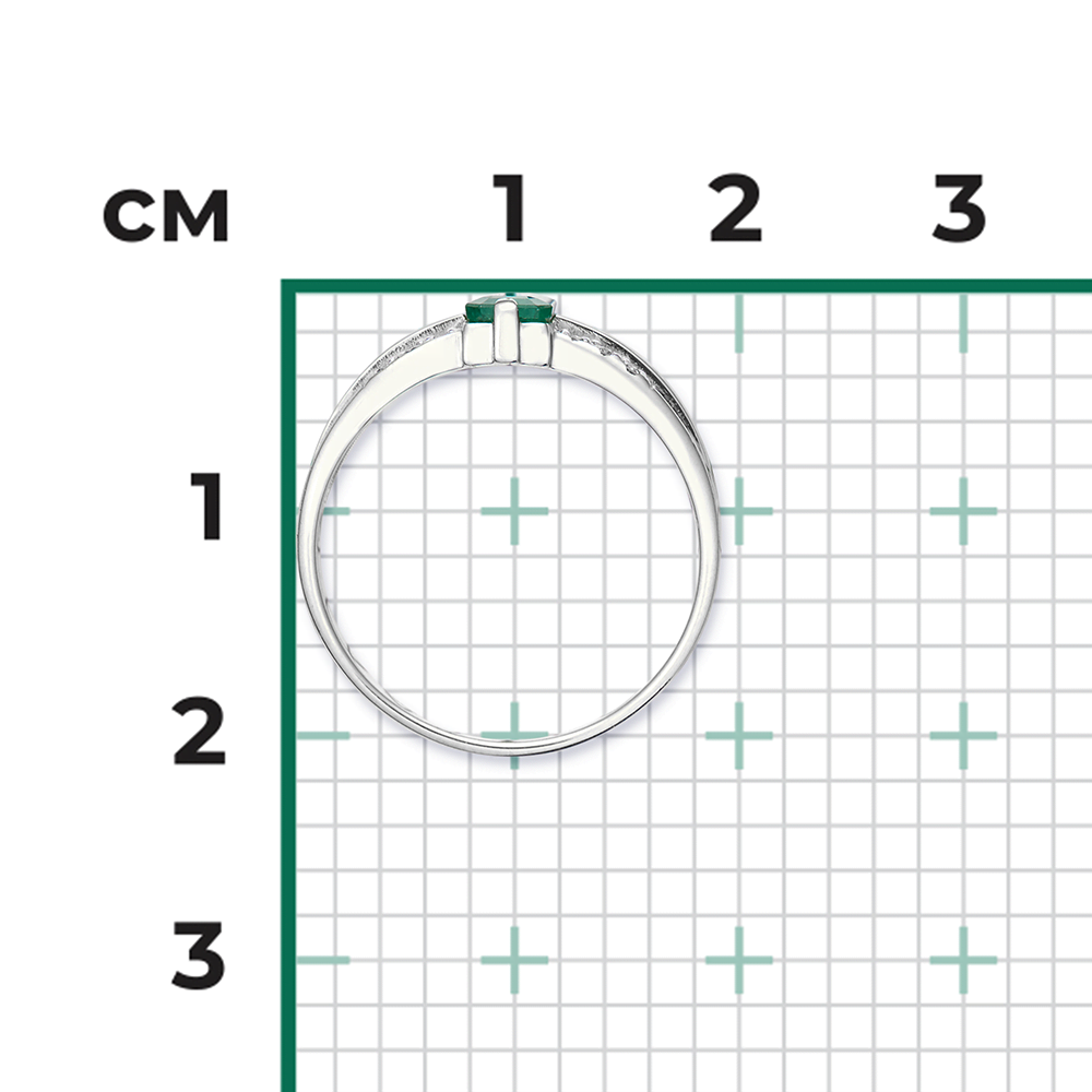 Кольцо из белого золота с изумрудом и бриллиантами 01-1254-00-106-1120-30