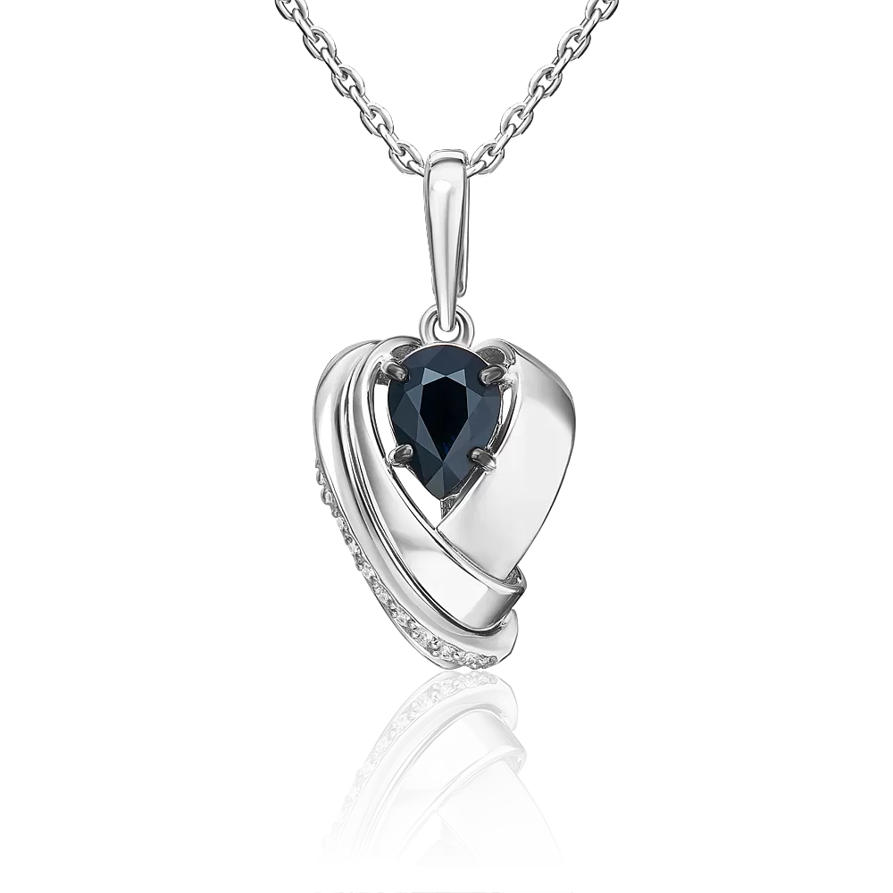 Подвеска из белого золота с сапфиром и бриллиантами 03-3450-00-105-1120