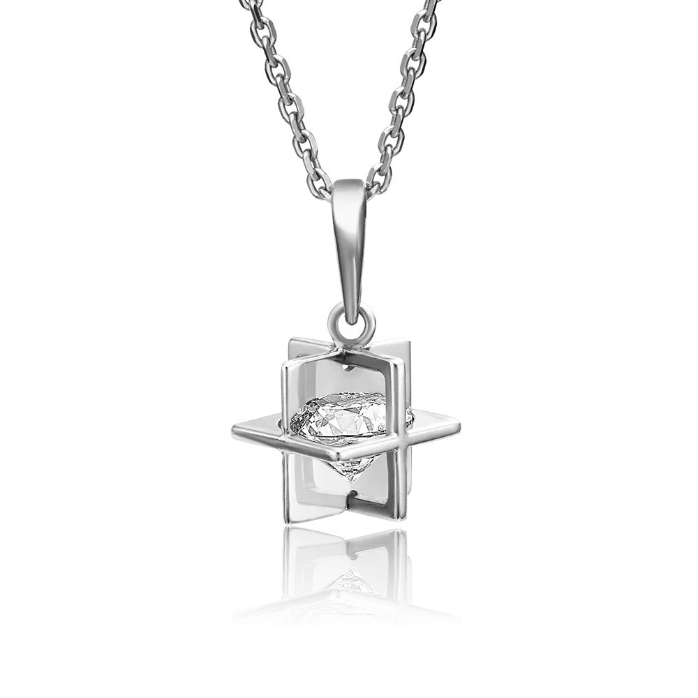 Подвеска из белого золота с фианитом 03-3054-00-501-1120-67