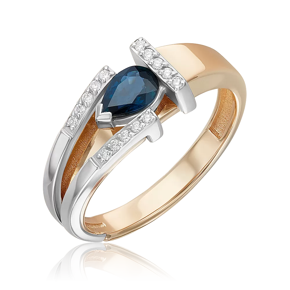 Кольцо из комбинированного золота с сапфиром и бриллиантами 01-5746-00-105-1111