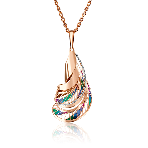 Подвеска из красного золота с эмалью 03-2787-00-000-1110-59