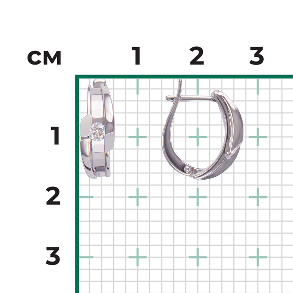 Серьги с английским замком из белого золота с бриллиантом 02-4239-00-101-1120-30