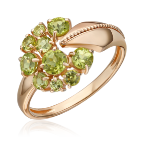 Кольцо из красного золота с хризолитами 01-5831-00-205-1110