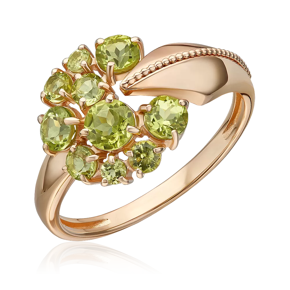 Кольцо из красного золота с хризолитами 01-5831-00-205-1110