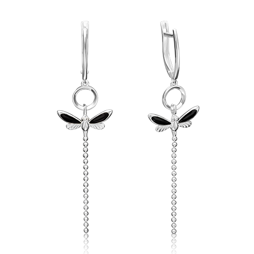 Серьги «Стрекозы» с английским замком из серебра с эмалью 02-4642-03-000-0200-71
