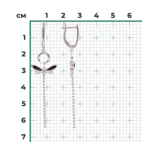 Серьги «Стрекозы» с английским замком из серебра с эмалью 02-4642-03-000-0200-71
