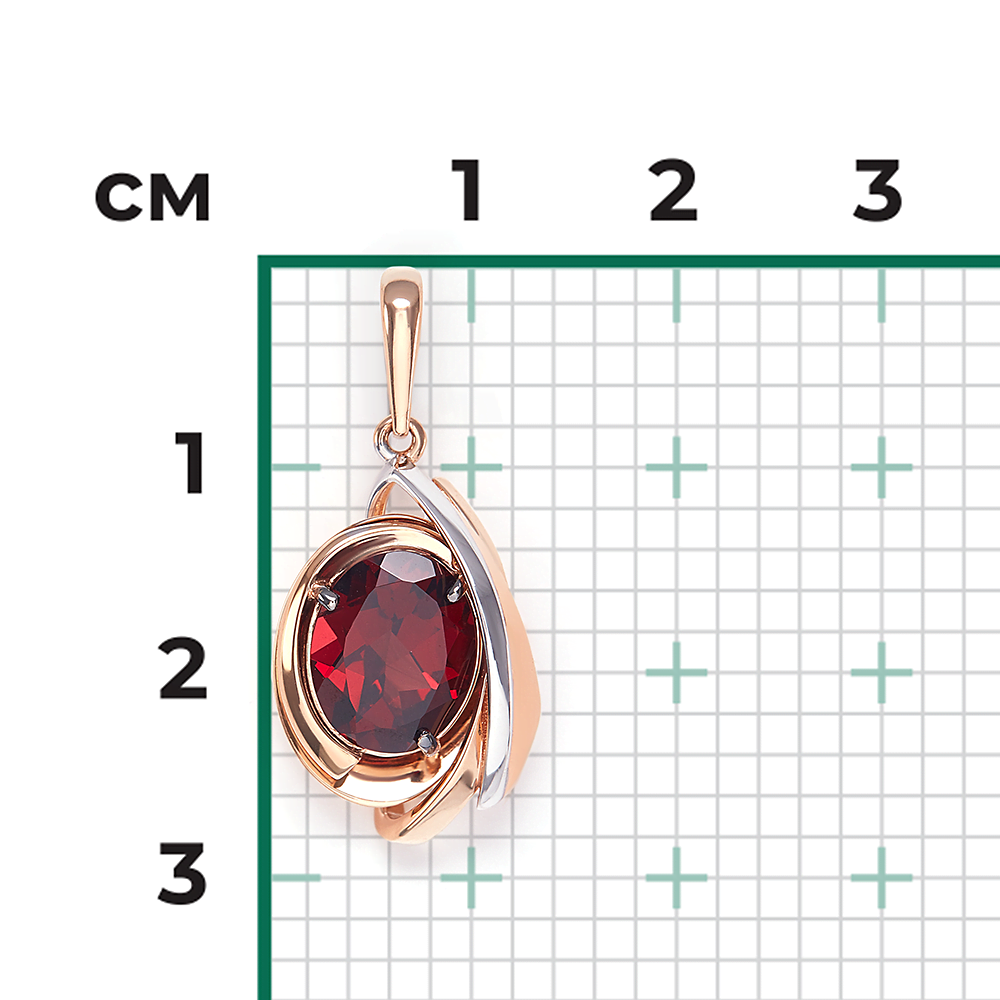 Подвеска из красного золота с гранатом 03-3012-00-204-1110-46