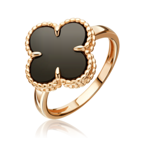 Кольцо «Клевер» из красного золота с ониксом 01-5894-00-281-1110
