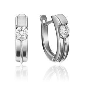 Серьги с английским замком из белого золота с фианитом 02-4300-00-501-1120-38