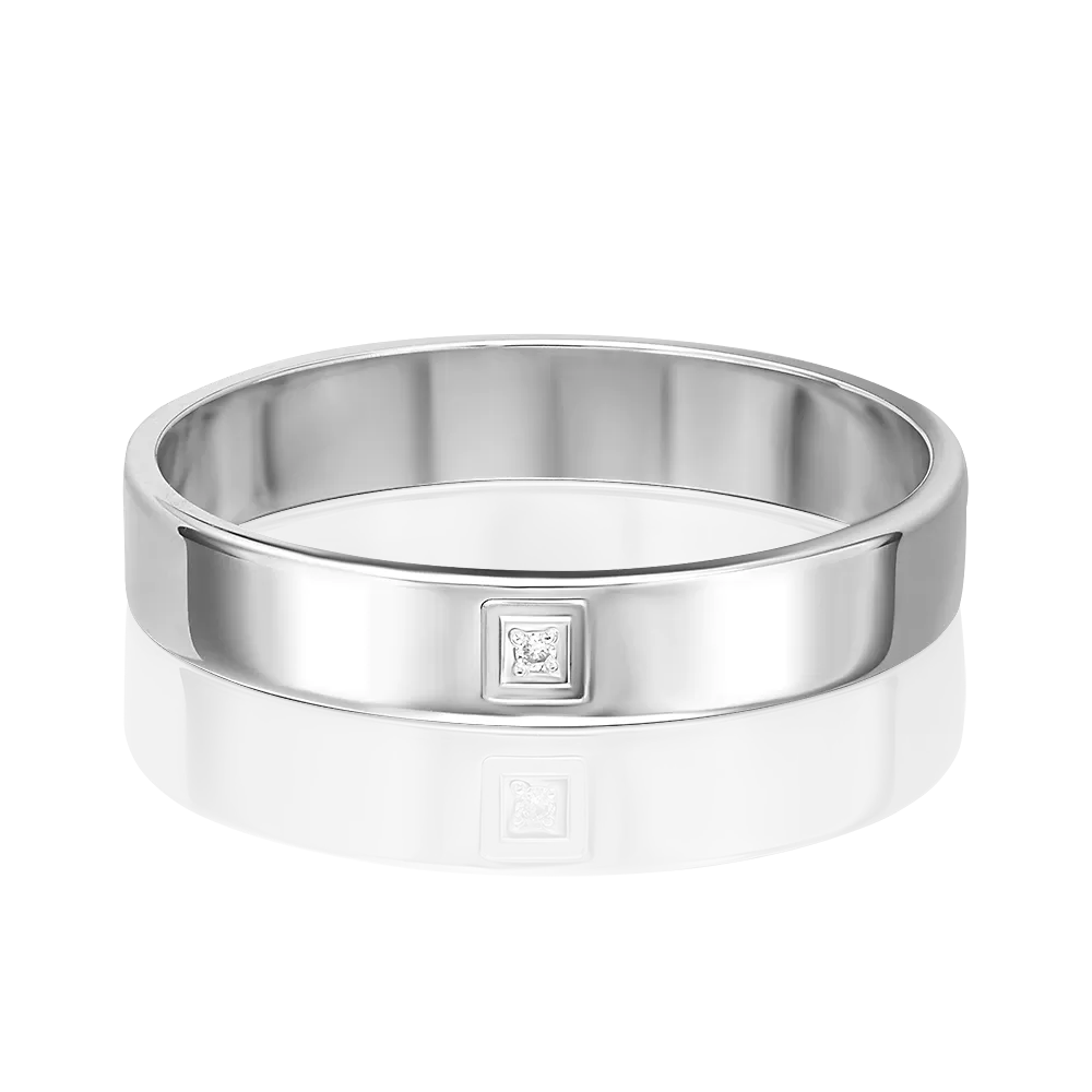 Обручальное кольцо из белого золота с бриллиантом 01-1179-00-101-1120-30