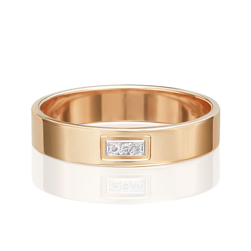 Обручальное кольцо из красного золота с бриллиантами 01-1184-00-101-1110-30