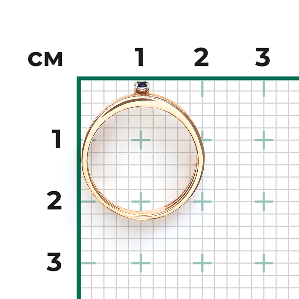 Кольцо из красного золота с сапфиром и бриллиантами 01-0347-00-105-1110-30