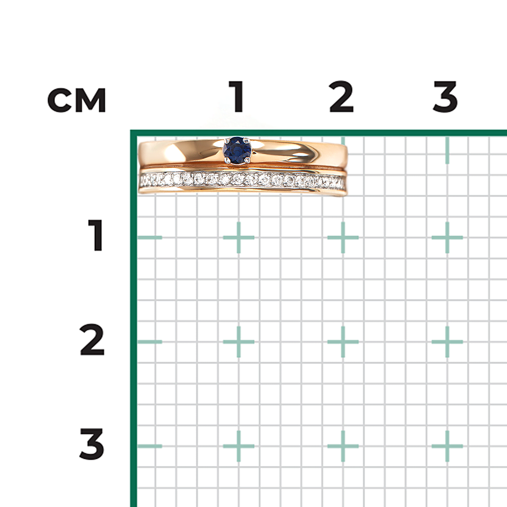 Кольцо из красного золота с сапфиром и бриллиантами 01-0347-00-105-1110-30