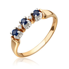 Кольцо из комбинированного золота с сапфирами и бриллиантами 01-0339-00-105-1111-30