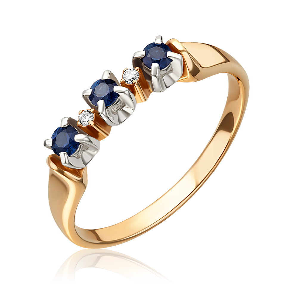 Кольцо из комбинированного золота с сапфирами и бриллиантами 01-0339-00-105-1111-30