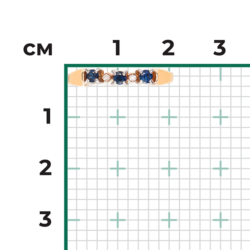 Кольцо из комбинированного золота с сапфирами и бриллиантами 01-0339-00-105-1111-30