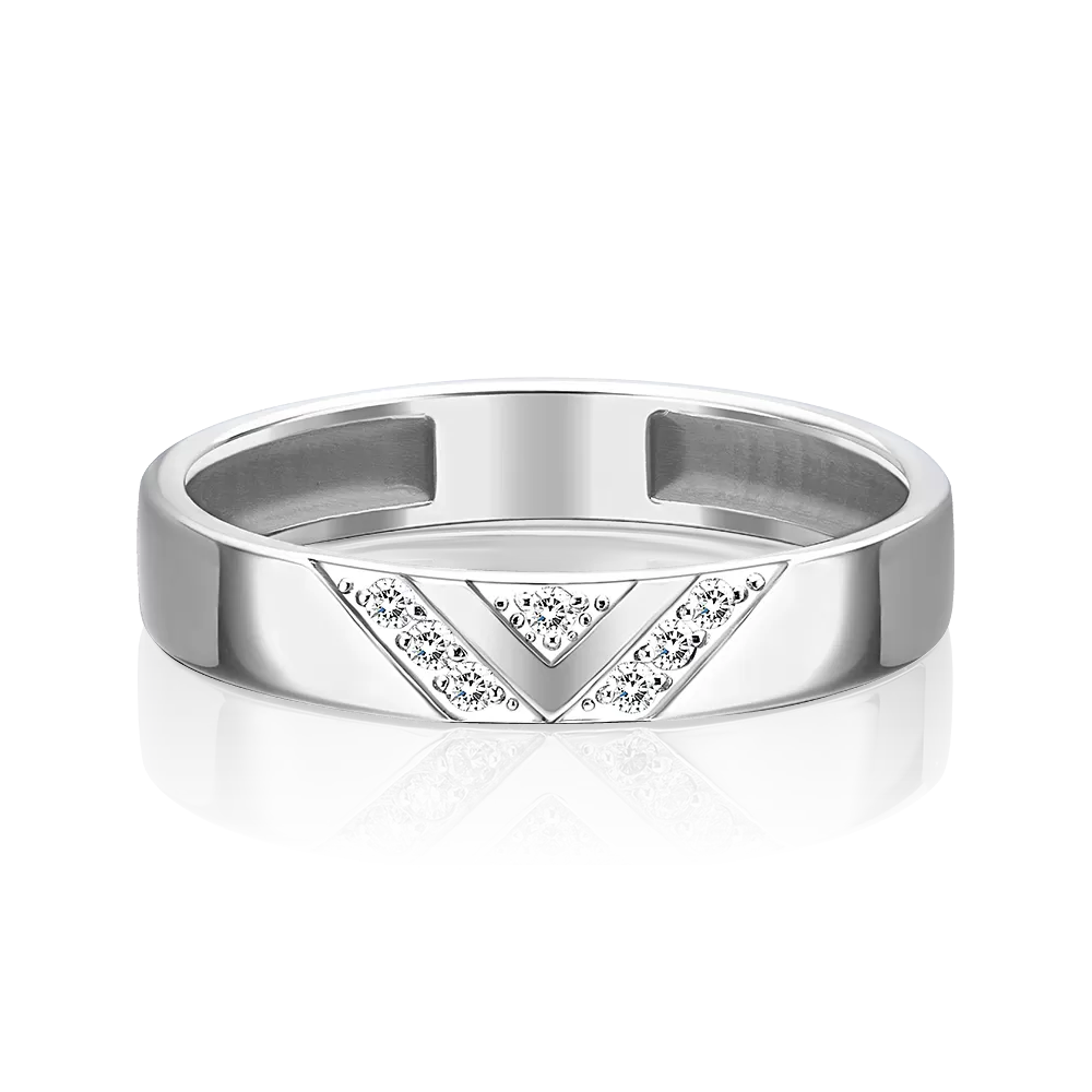 Обручальное кольцо из платины с бриллиантами 01-1618-00-101-2100-30