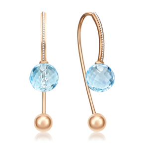 Серьги с французским замком из комбинированного золота с топазом 02-4413-00-201-1111-46