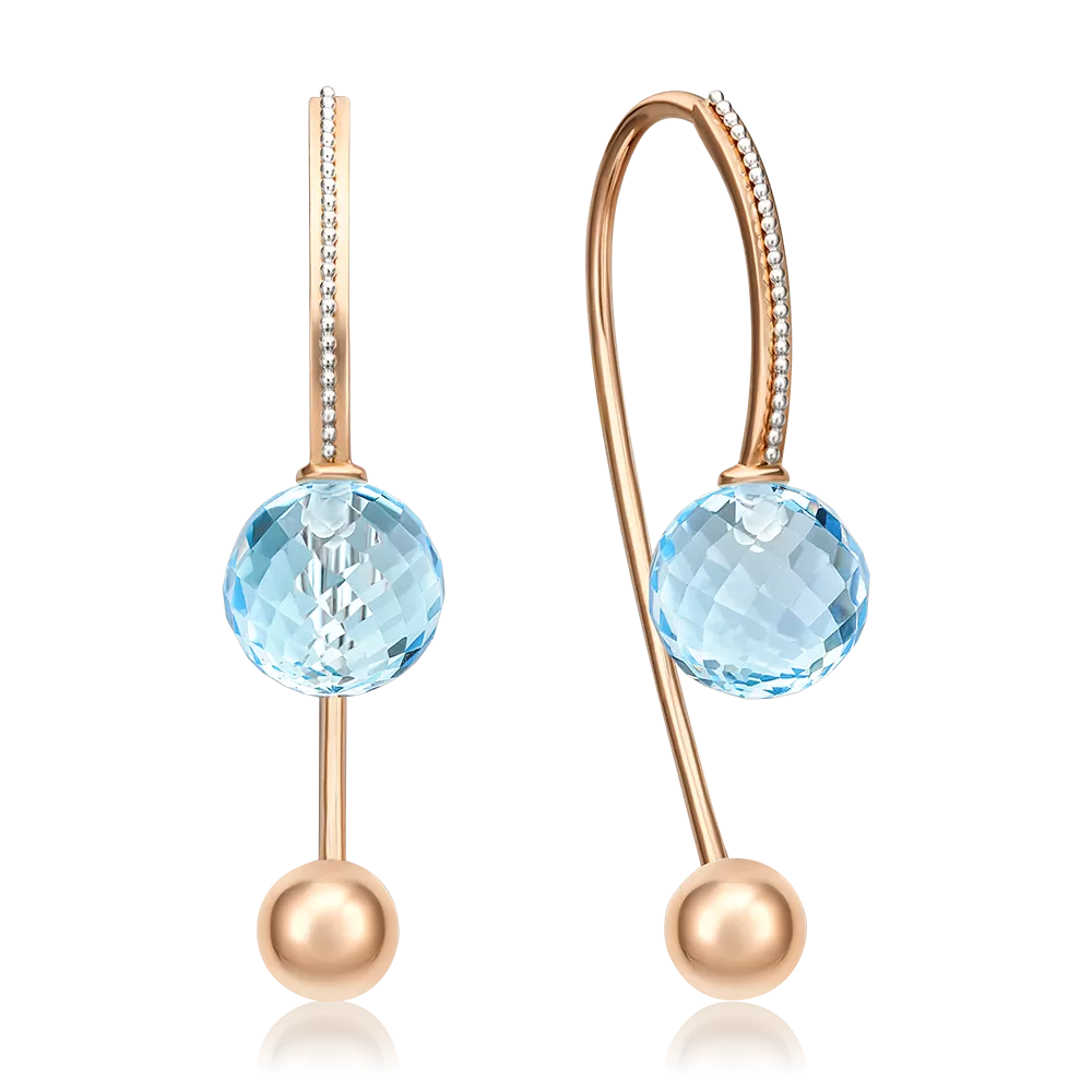 Серьги с французским замком из комбинированного золота с топазом 02-4413-00-201-1111-46