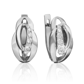 Серьги с английским замком из белого золота с фианитами 02-4567-00-401-1120-03