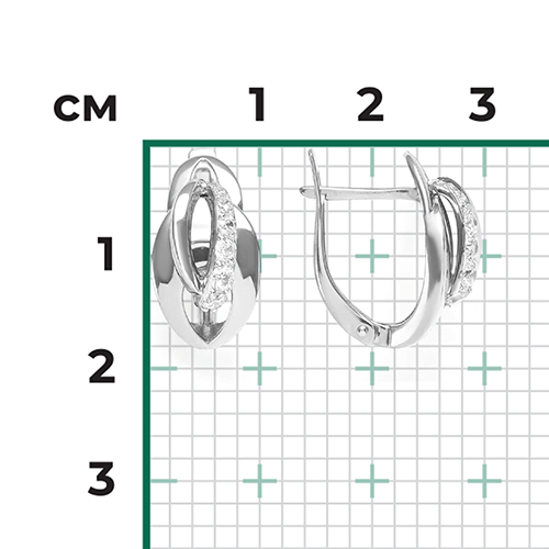 Серьги с английским замком из белого золота с фианитами 02-4567-00-401-1120-03