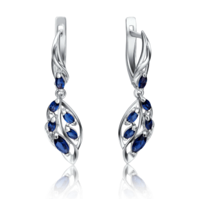 Серьги с английским замком из белого золота с сапфирами и бриллиантами 02-4032-00-105-1120-30