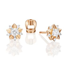 Серьги-пусеты из красного золота с бриллиантами 02-0967-00-101-1110-30