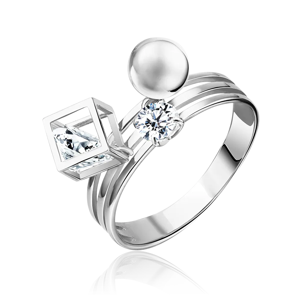 Кольцо из белого золота с фианитами 01-5370-00-401-1120