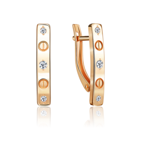 Серьги с английским замком из красного золота с фианитами 02-5514-00-401-1110